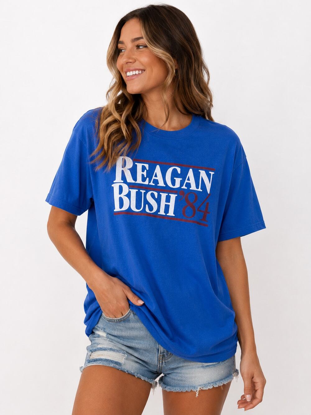 Unisex Reagan Bush '84 Election Tee Size Medium